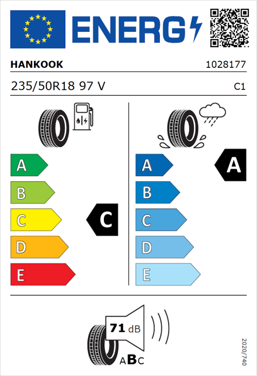 Tyre Label for Hankook Ventus S1 evo3 SUV (K127A) 235/50R18 97V